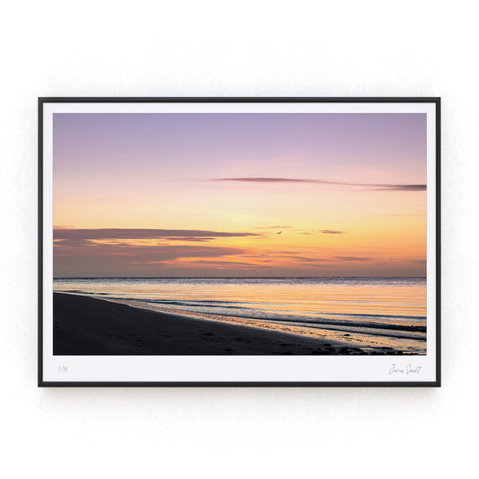 Welsh Seascape with solo gull in black frame James smart photography