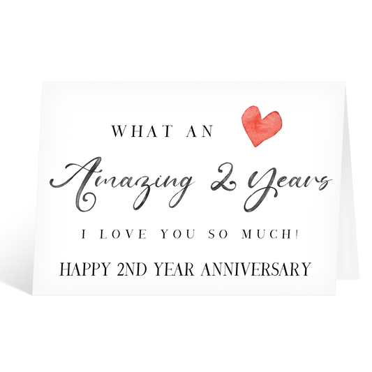 Second Anniversary What an Amazing Year Happy 2nd Wedding Anniversary Card