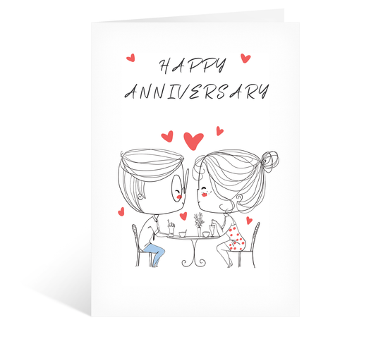 Valentines or Anniversary Card Couple In Love Dining Card