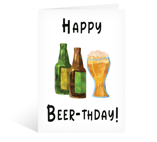 Happy Birthday Beer-thday Pun Card for Dad