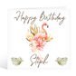 Personalised Happy Birthday Flamingo Greeting Card