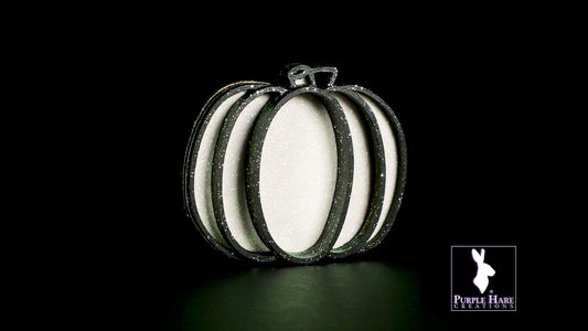 Black and White Pumpkin Free Standing or Hanging Wooden Halloween Decoration