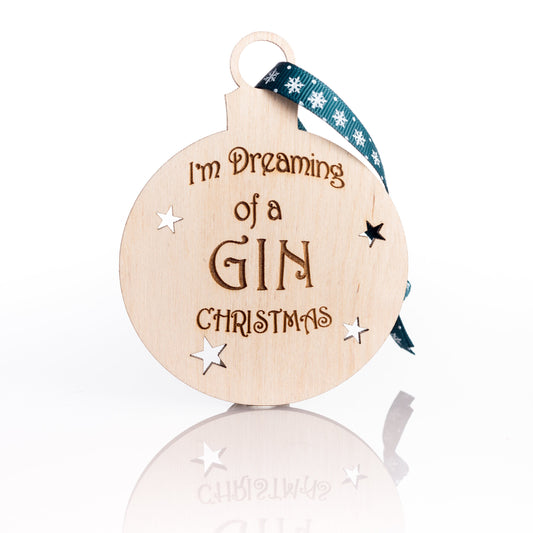 Personalised Christmas Gin Bauble Hanging Handmade Christmas Tree Decoration