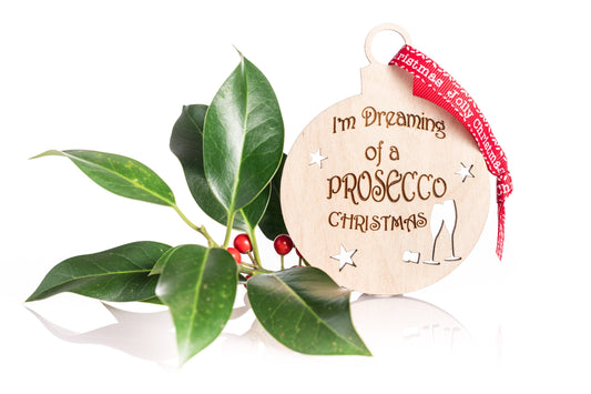 Personalised Christmas Prosecco Bauble Hanging Handmade Christmas Tree Decoration