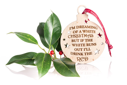 Personalised White Christmas Bauble Hanging Handmade Christmas Tree Decoration