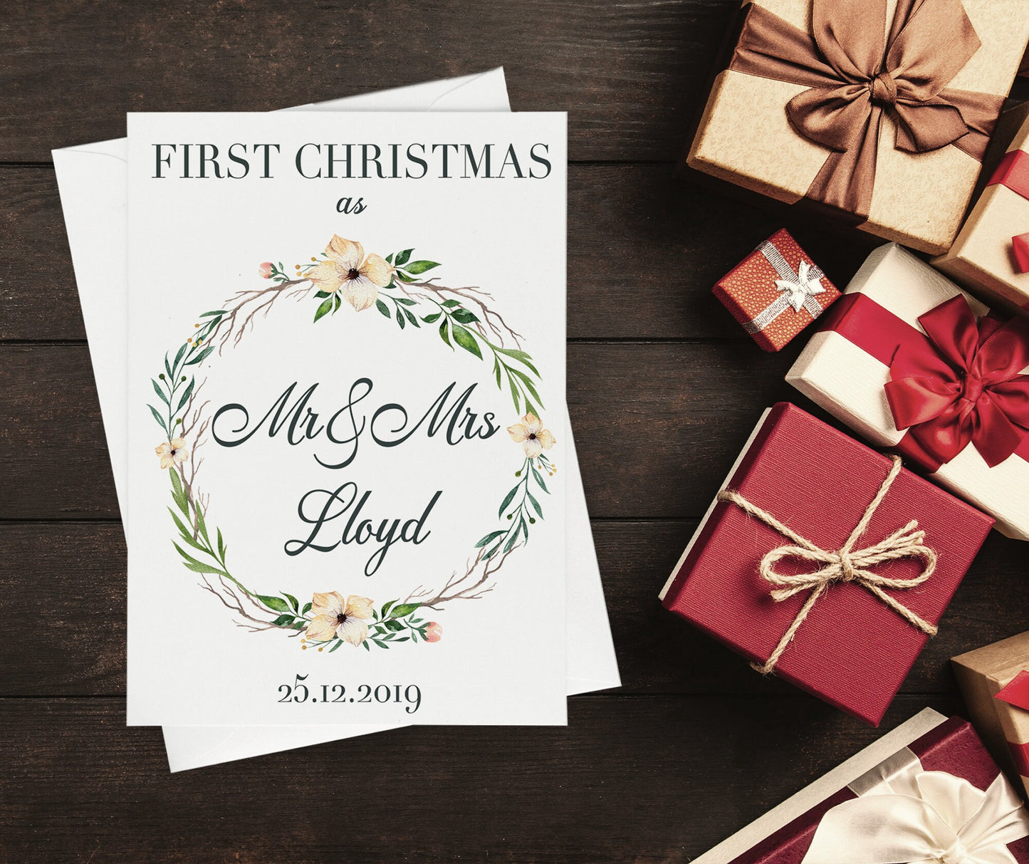 First Christmas As Mr & Mrs Wedding Card