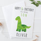 Personalised Cute Apatosaurus Dino Happy 1st First Birthday Boy Card