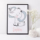 Personalised Elephant Nursery Baby Girl Print