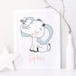 Personalised Elephant Nursery Baby Girl Print