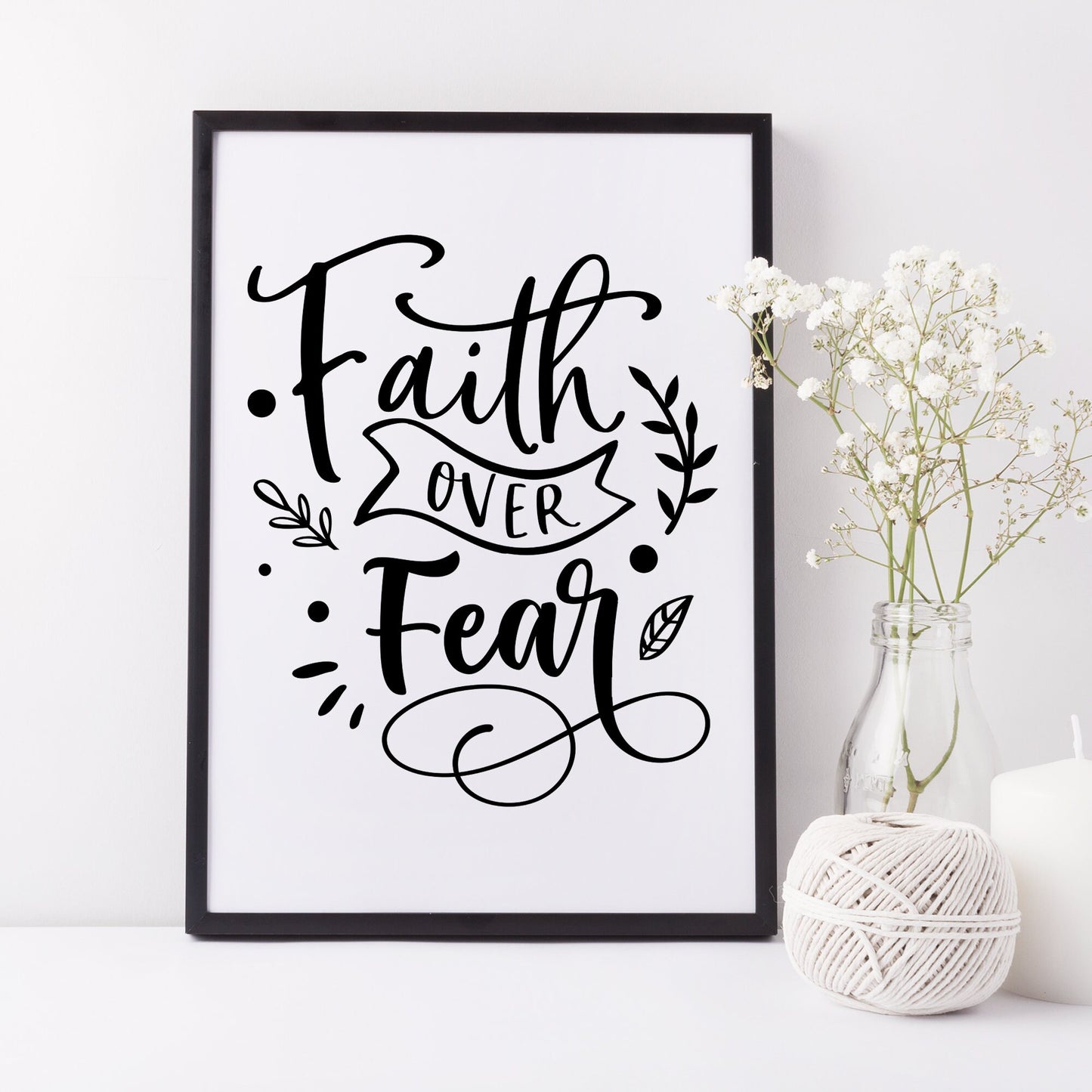 Faith Over Fear Wall Art  Motivational Print