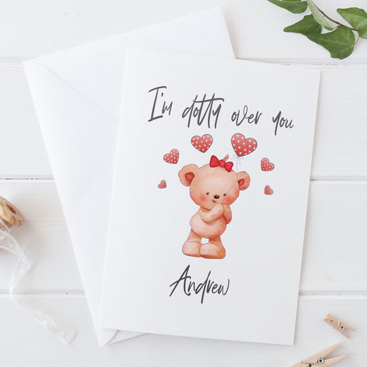 I'm Dotty Over You Cute Love Bears Valentines Wedding Card