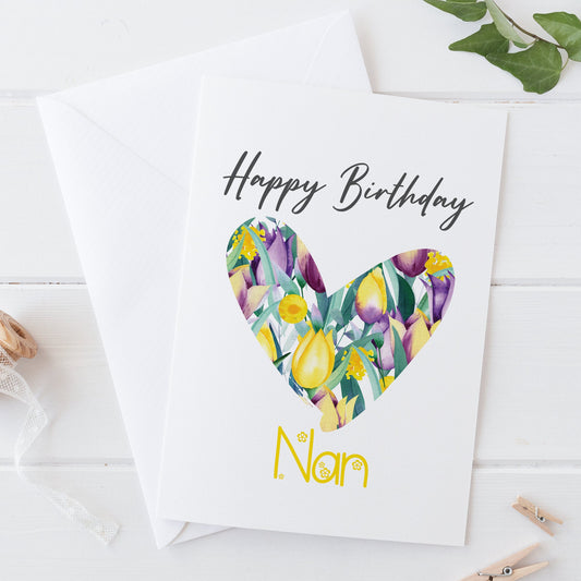 Happy Birthday Tulips Nan Mum Card