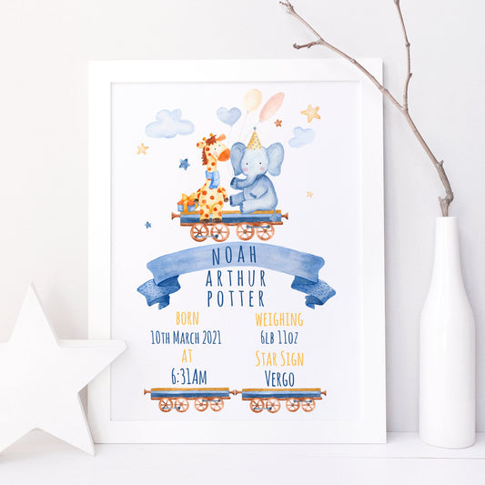 Personalised Elephant Nursery Decor Print