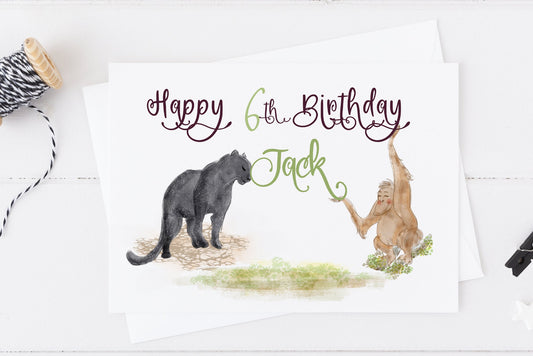 Jungle Animals Happy Birthday Card for Boy or Girl