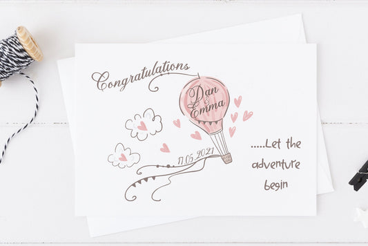 Personalised Congratulations Hot Air Balloon Wedding Card