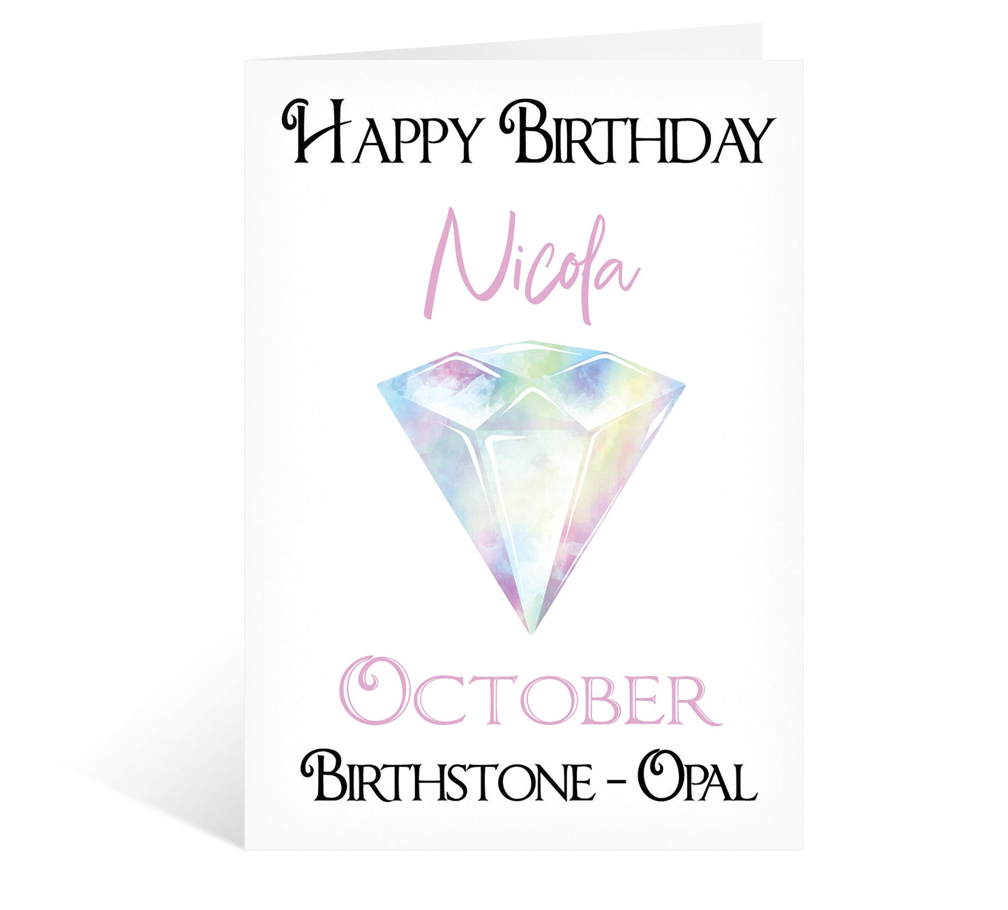 October Opal Swarovski Crystal Silver Plated Jewellery Necklace with Personalised Card