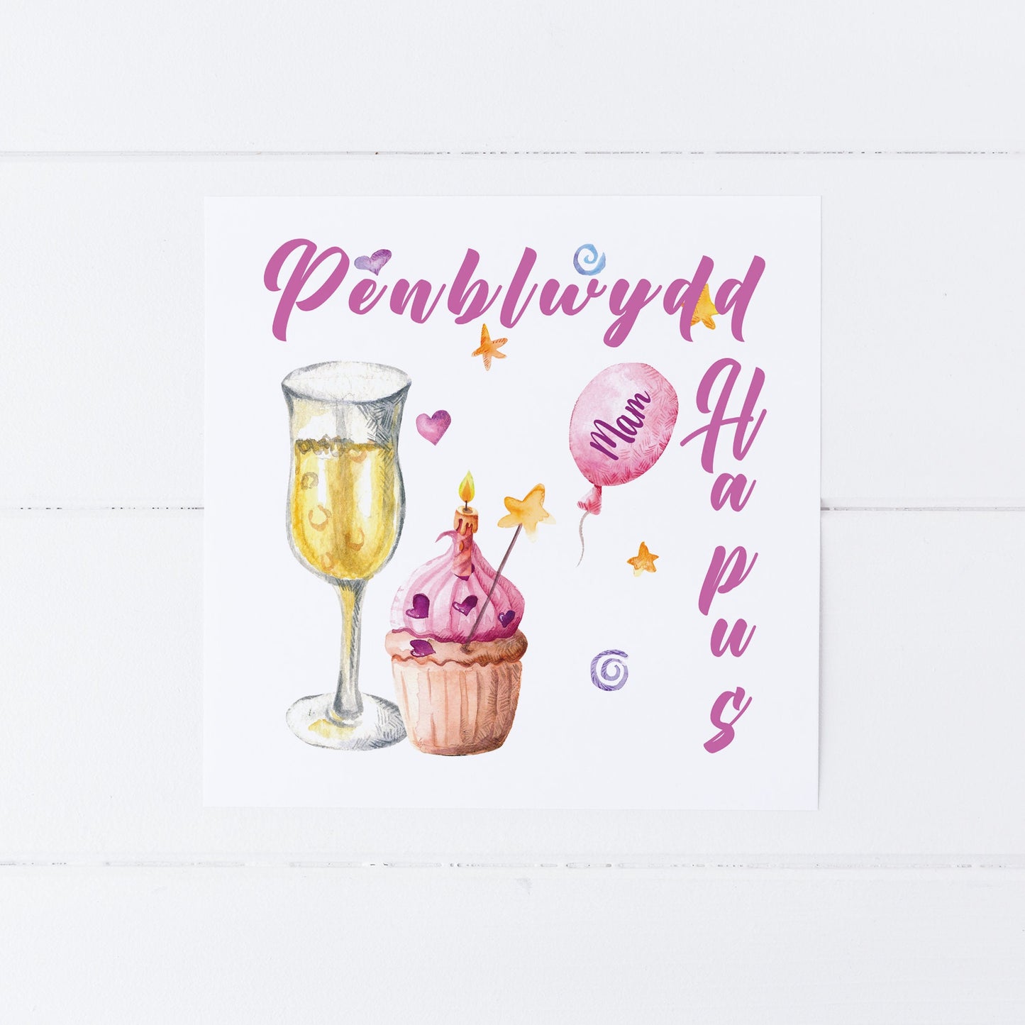 Personalised Penblwydd Hapus Welsh Greeting Card