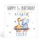 Personalised Cute Safari Happy 1st First Birthday Nephew Greeting Card