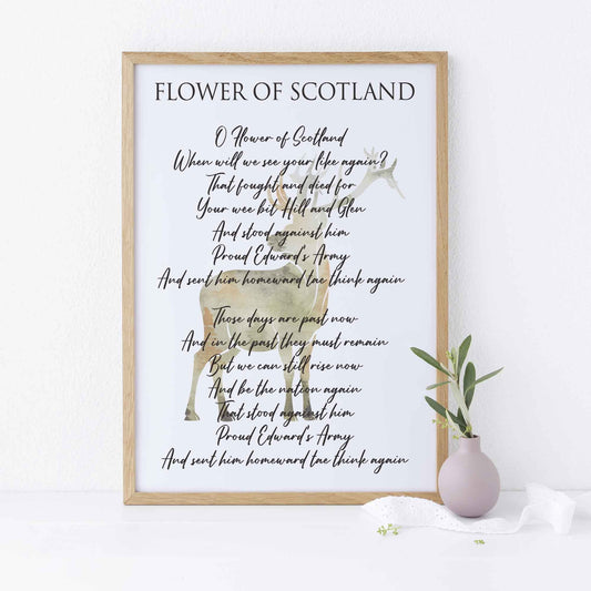 Scottish Stag National Anthem Verse & Chorus Print