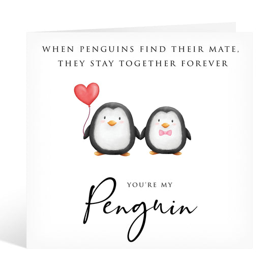 Penguin Stay Together Forever Valentines Card