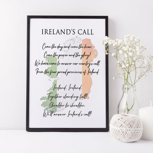 Irish Map National Anthem Verse and Chorus Print