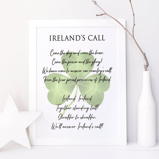 Irish Shamrock National Anthem Verse and Chorus Print