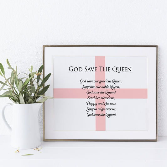 English National Flag Anthem God Save The Queen Print