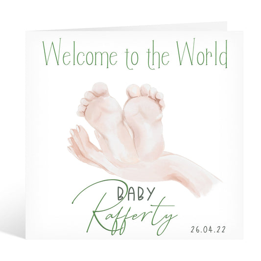 Square Personalised Welcome To The World Baby Card