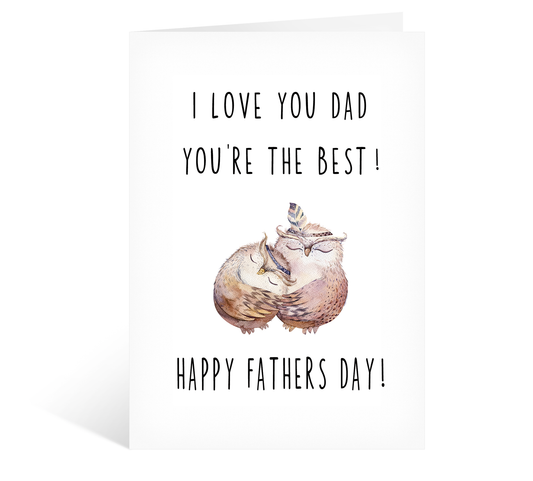 Love You Dad Cute Cuddling Owls Daddy Dad Baby Card Happy Fathers Day