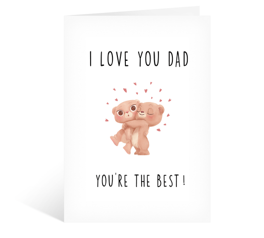 The Best Dad Cute Cuddling Bears Daddy Dad Baby Card