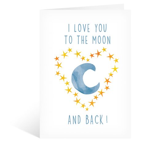 I Love You To The Moon and Back Card Birthday Valentines Card