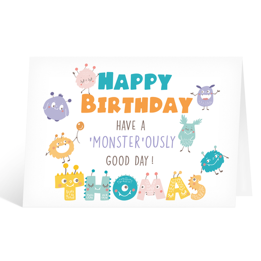 Cute Monsters Happy Birthday Baby Boy Card