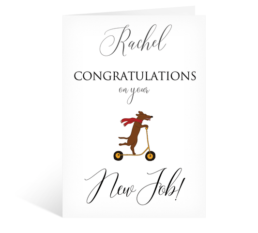 Congratulations on you New Job Dachshund on Scooter Card