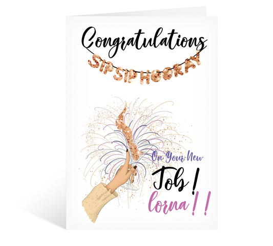 Congratulations Champagne Glass New Job Celebration Card