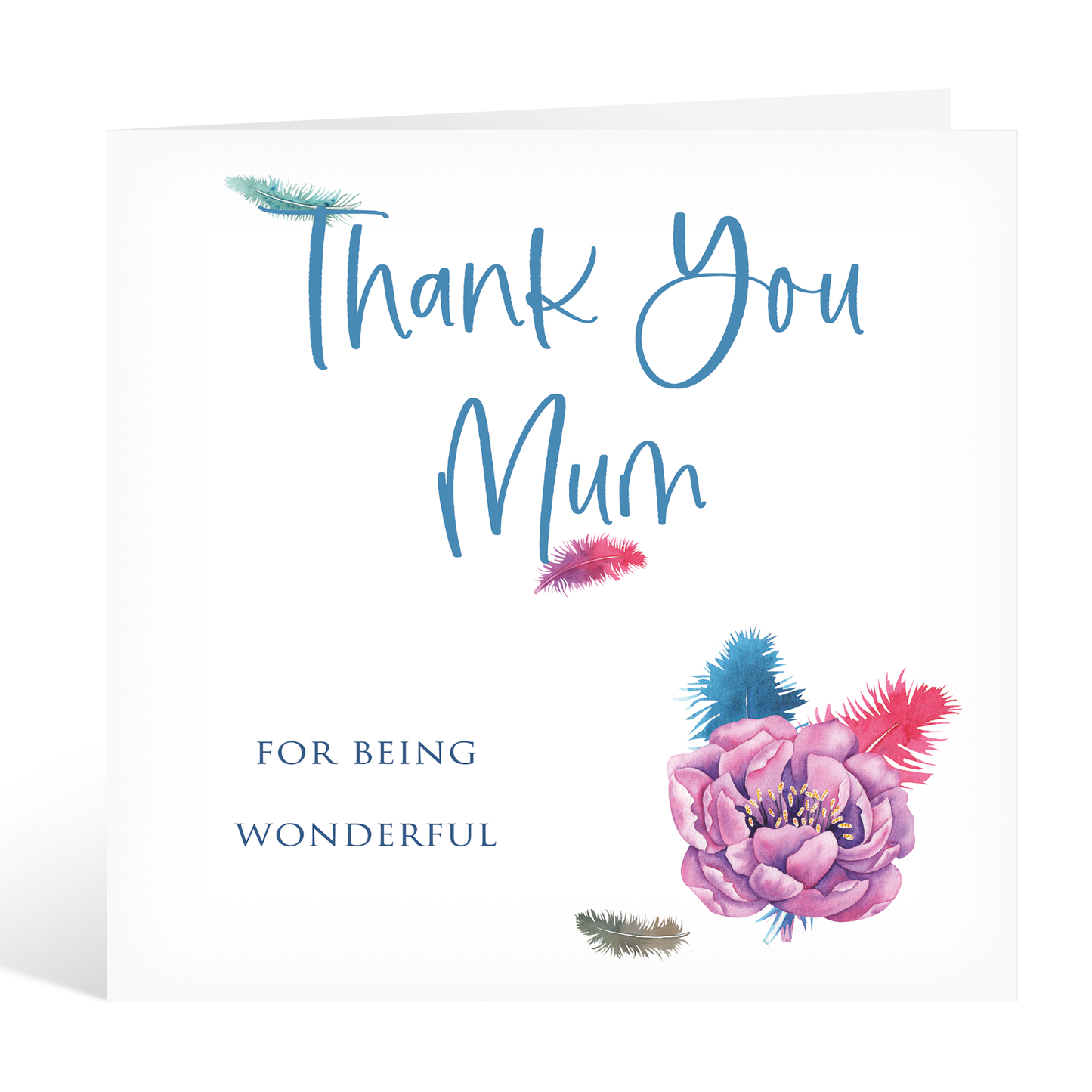 Thank You Mum Card With Feathers