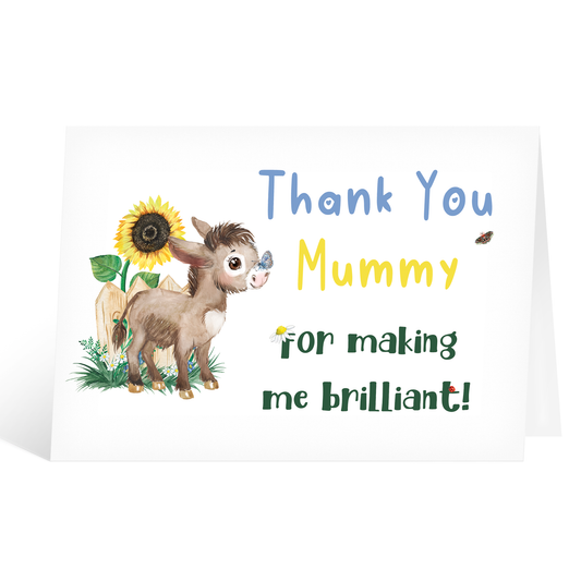Thank You Mummy Baby Donkey Mothers Day Birthday Card